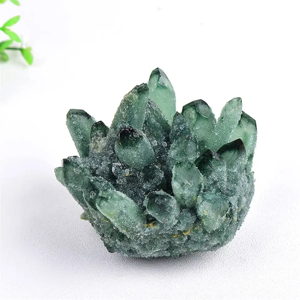 Natural Crystal Green Citrine Quartz Cluster Specimen Mineral Stone 400-500g F720288