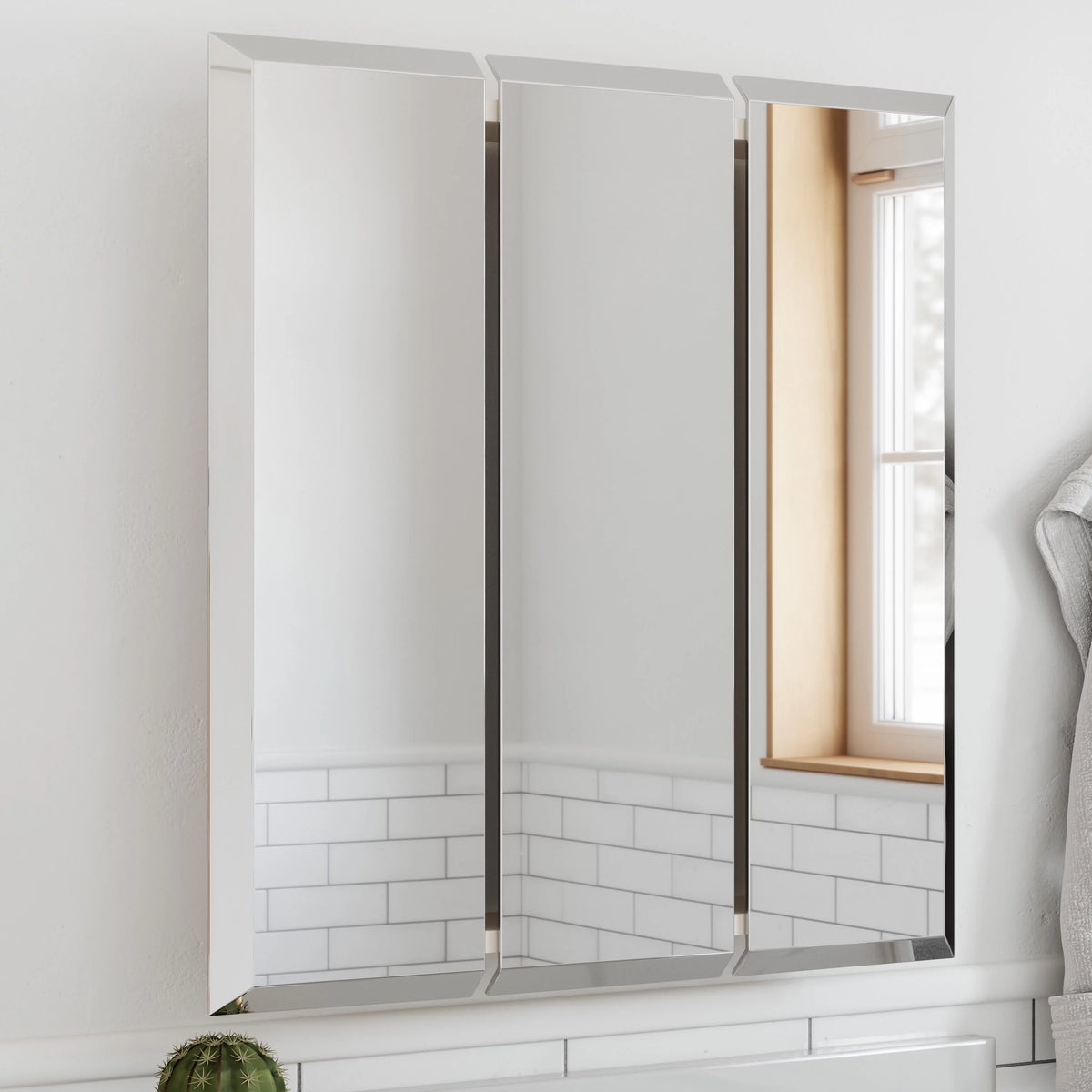 24.5-Inch Mirrored Bathroom Wall Cabinet C94675