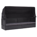 Black Poly Rattan Sun Lounger with Canopy and Cushion G9956