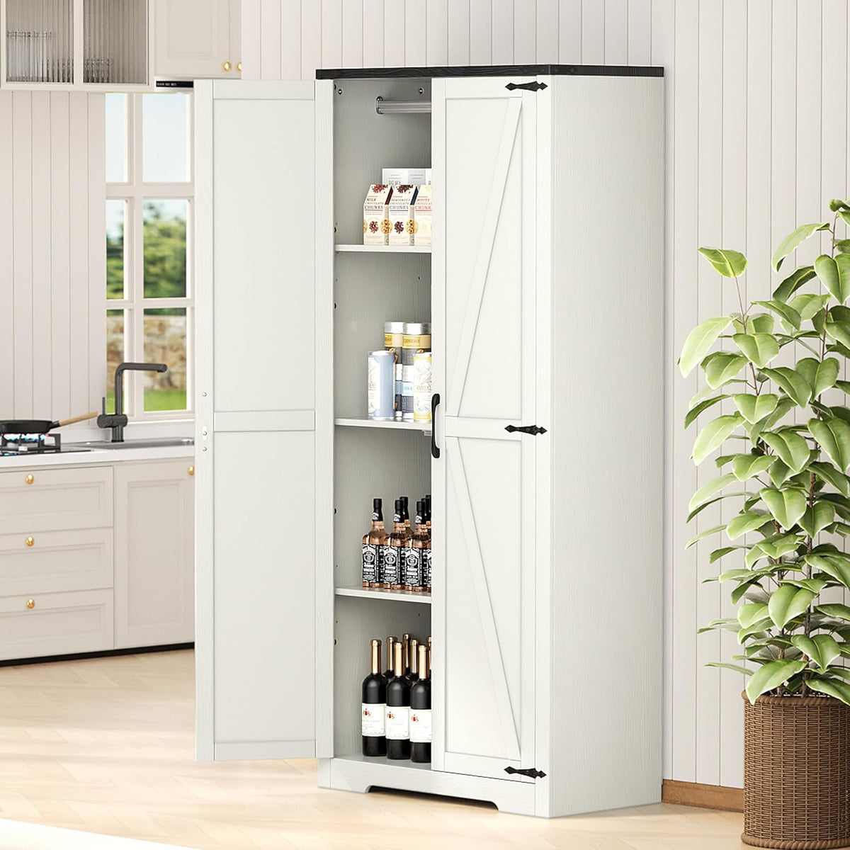 White 72" Wardrobe Closet with Doors J96740