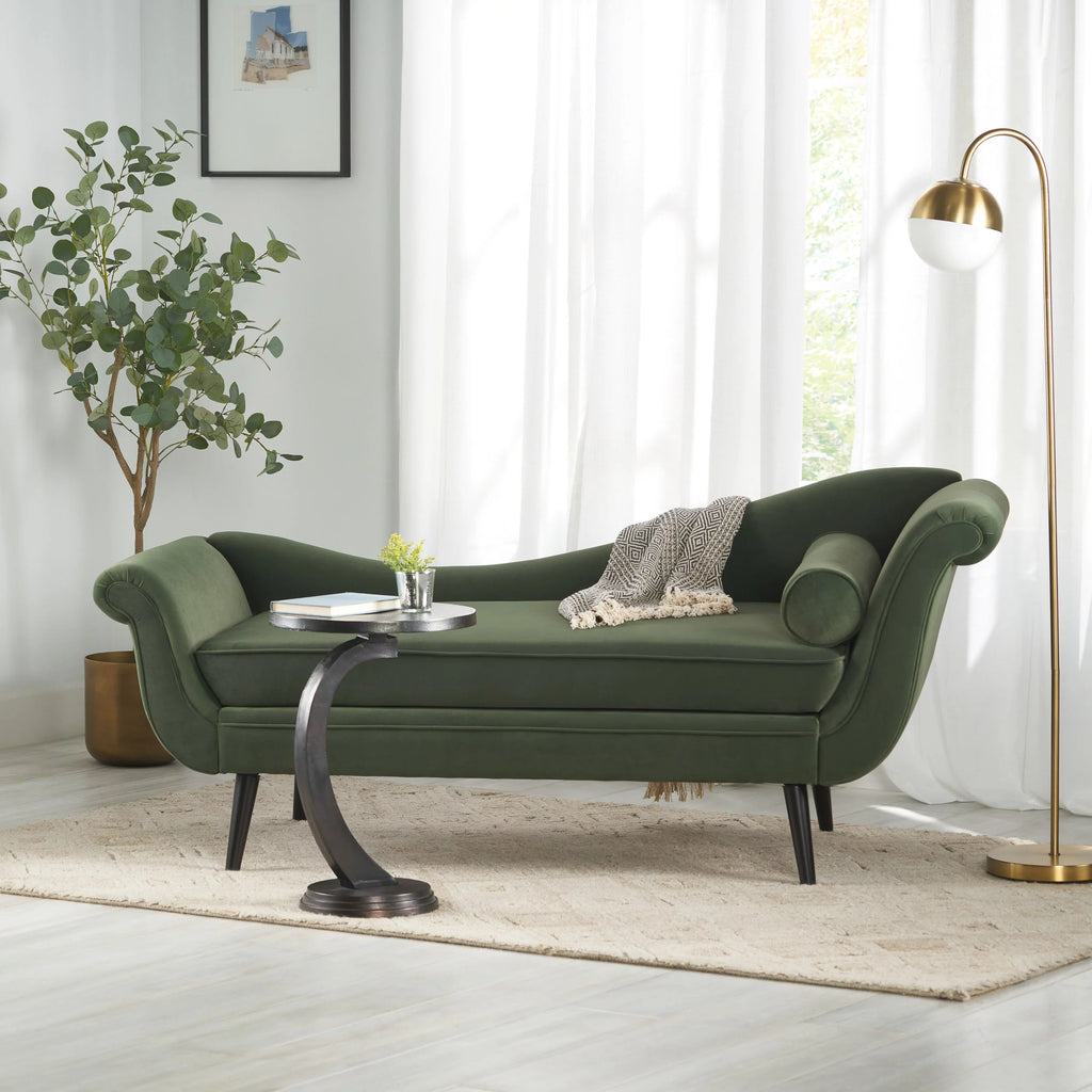 Sage Green Fabric Chaise Lounge With Bolster Pillow M917019