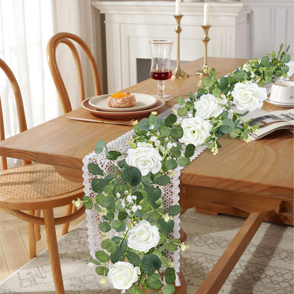 6.5ft Artificial Eucalyptus Garland with Flowers U1465
