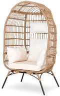Navy Blue Rattan Wicker Oversize Patio Chair with Cushion E1954