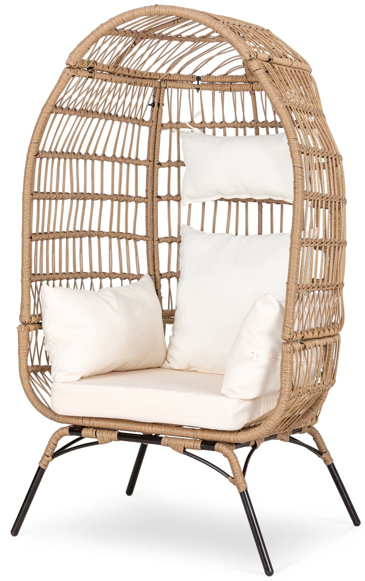 Navy Blue Rattan Wicker Oversize Patio Chair with Cushion E1954
