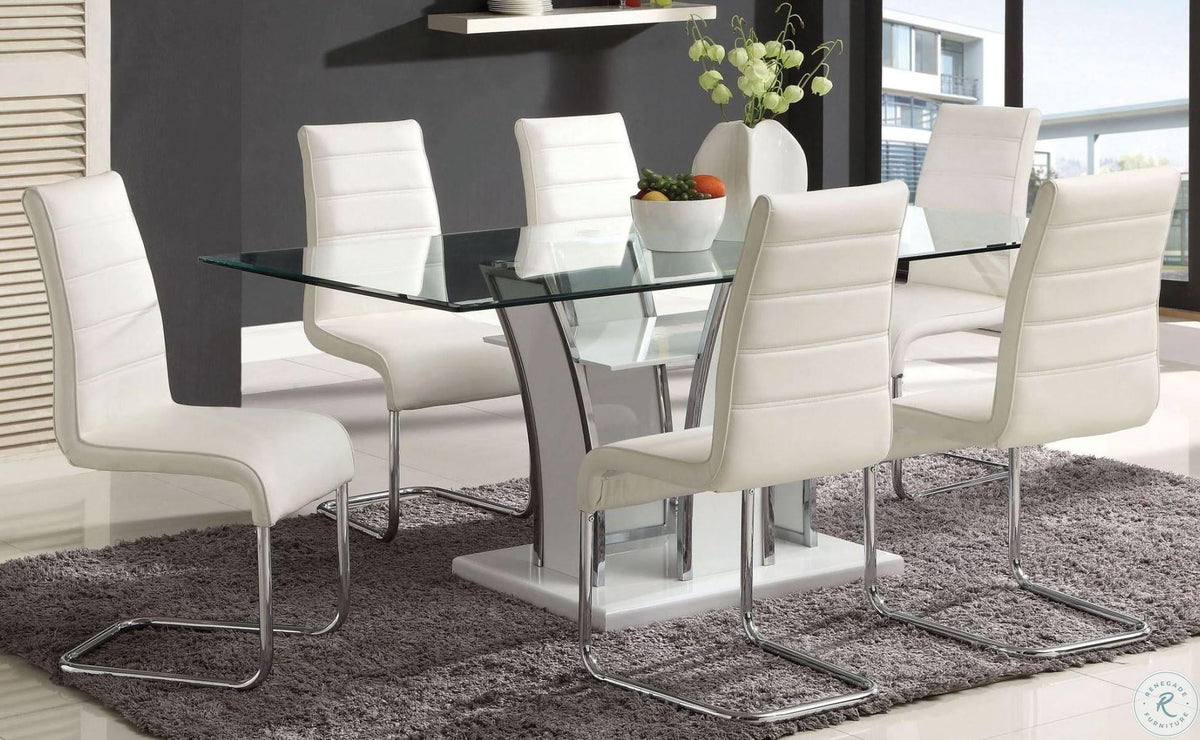 White & Chrome 7pcs Dining Room Set H8661
