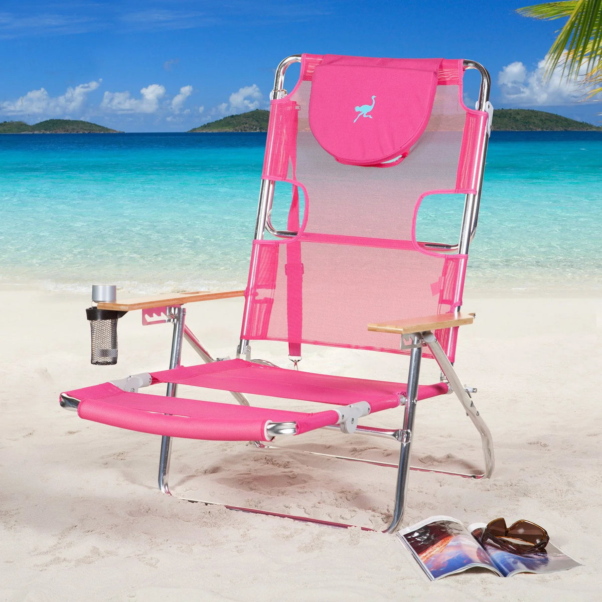 Blue Lightweight Outdoor Beach Lounge Chair with Footrest E99399