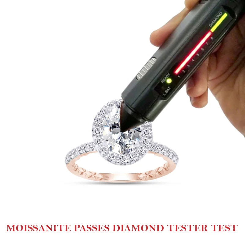 14K Rose Gold Over Sterling Silver Moissanite Solitaire Halo Engagement Ring S224473