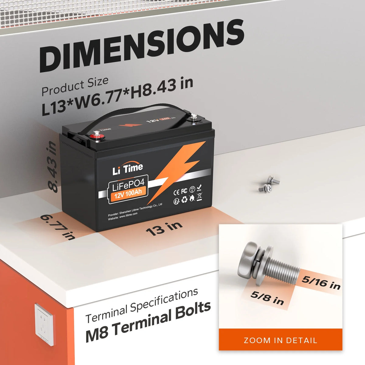 12V 100Ah Lithium LiFePO4 Battery F595328