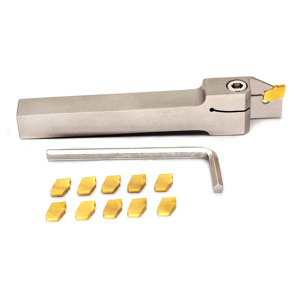 1/2 Indexable Lathe Grooving Parting Holder with 10 Pieces GTN-2 Heavy Duty Nickel Plated Right-Hand Cut Off Tool Carbide Inserts S2901