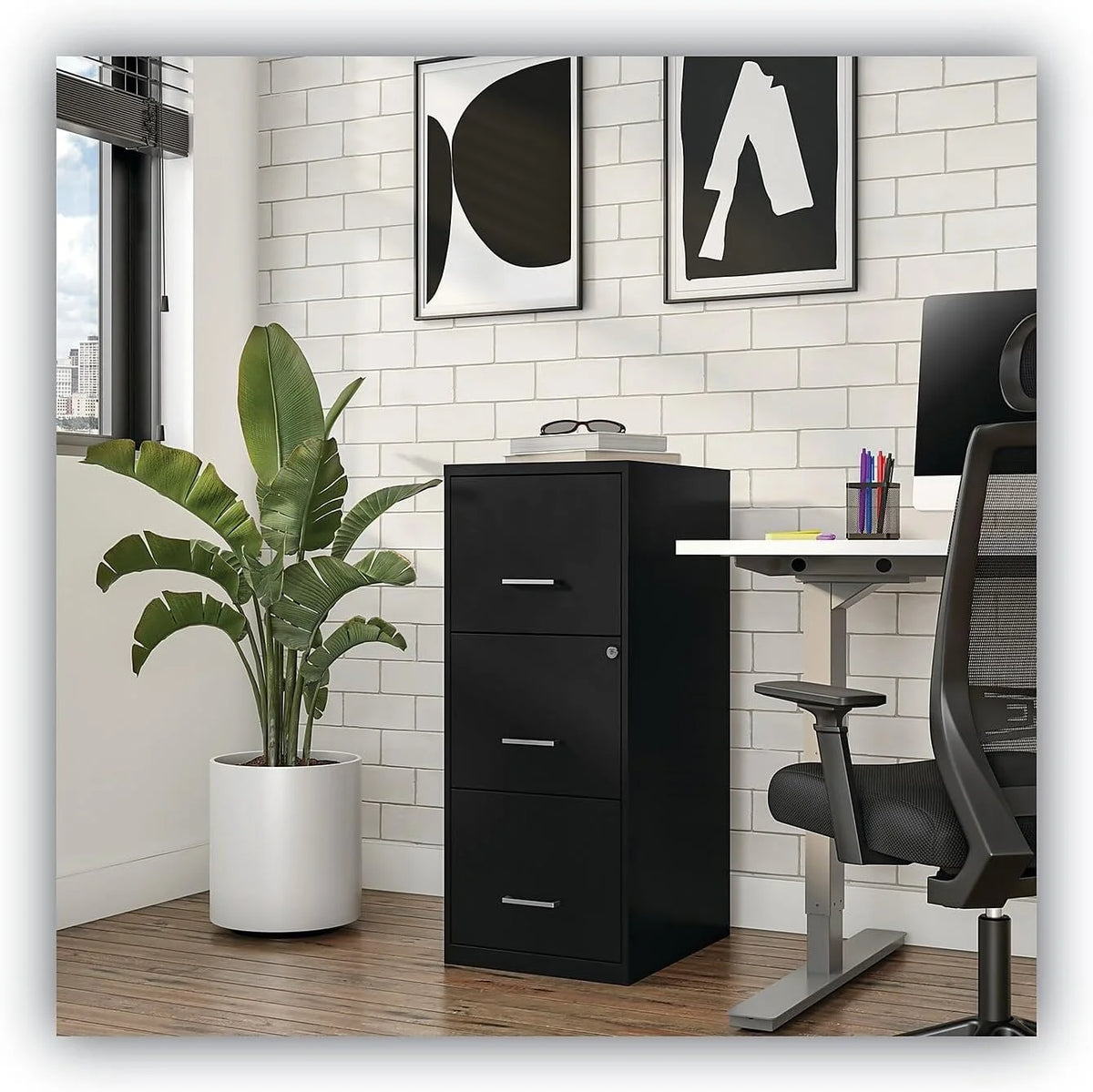 Vertical File Cabinet 3 Drawer Letter Black K784
