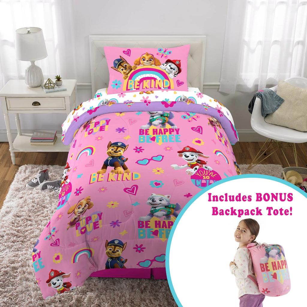Pink Twin Bed-in-a-Bag Set with Tote N6381