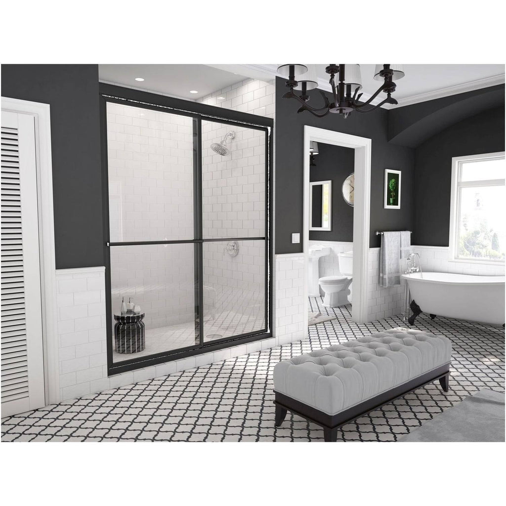Framed Sliding Shower Door with Towel Bar in Clear Glass I412598
