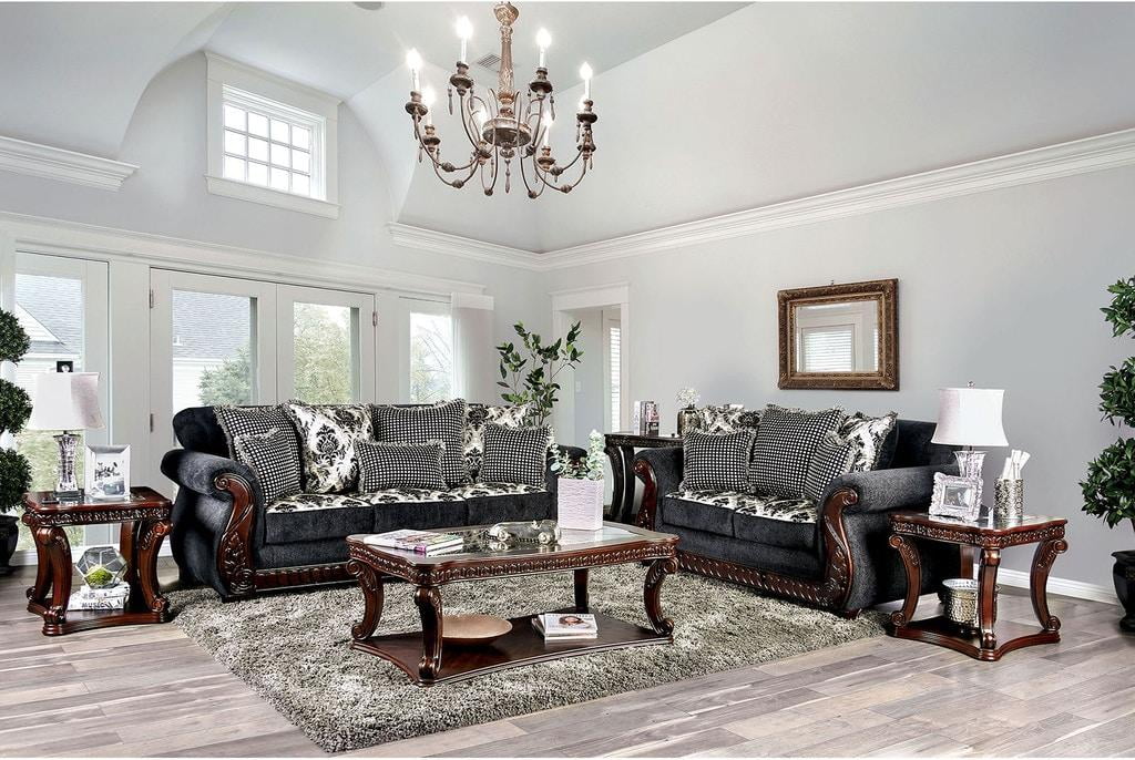 Dark Gray Chenille Sofa and Loveseat P896