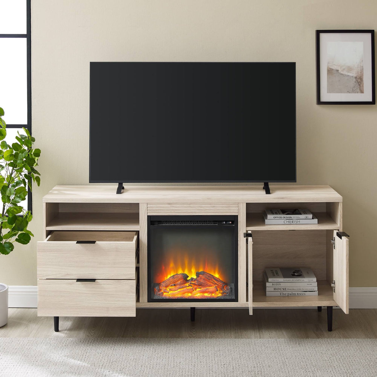 Slate Grey Fireplace TV Console V63400