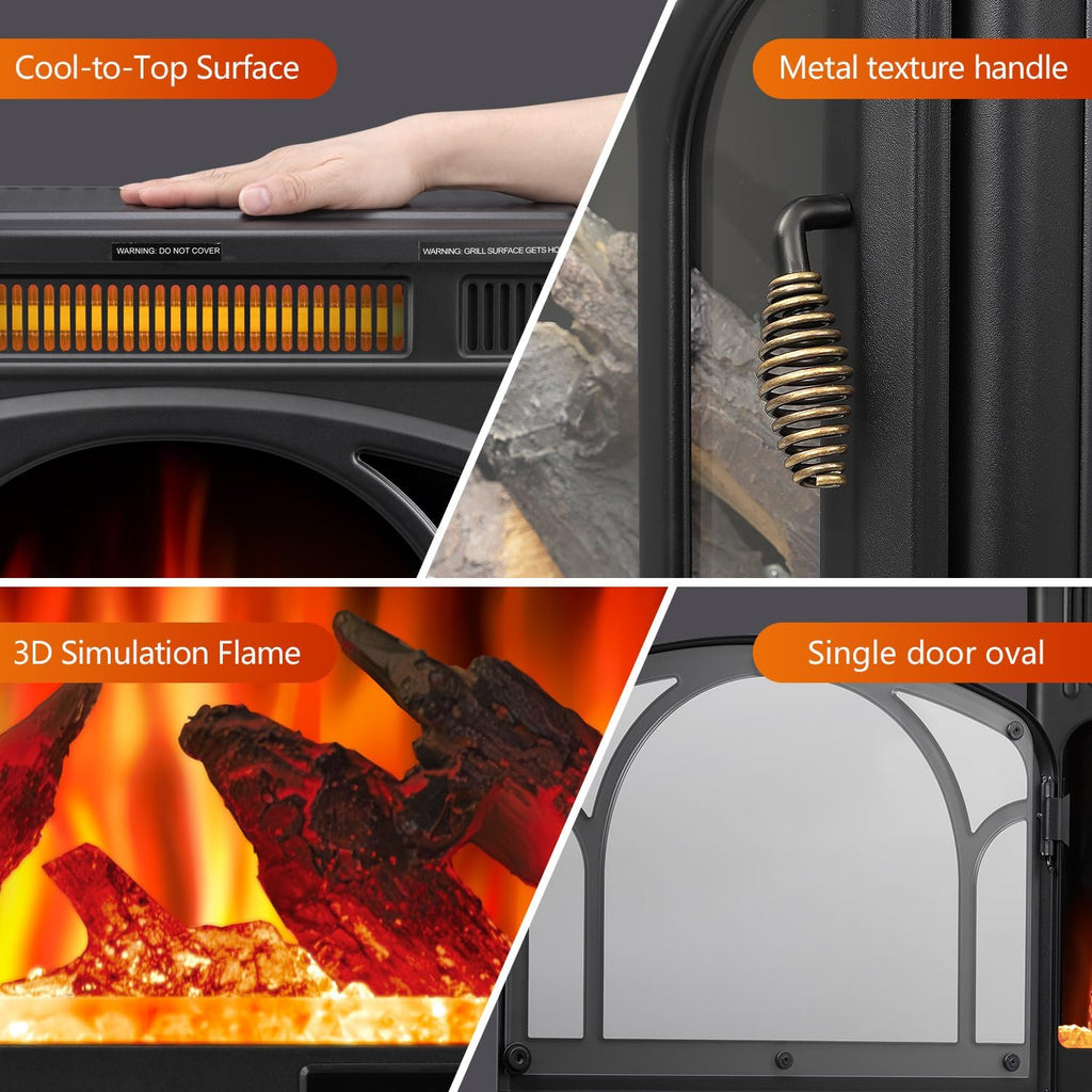 25" Freestanding Electric Fireplace Heater with 12 Flame Color I15468