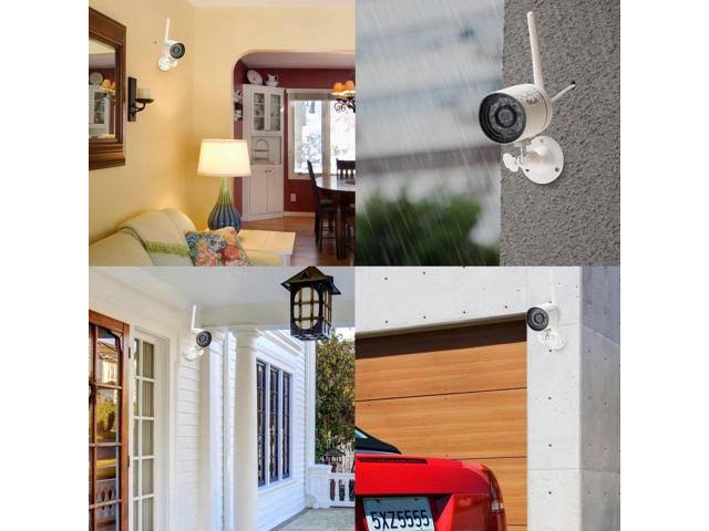 White 720p Wireless Security Camera System 4 Pack A4144