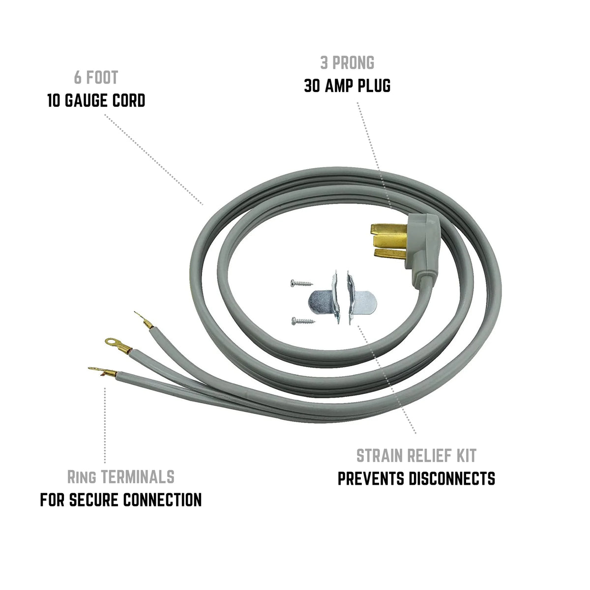 6 ft 10/3 SRDT 3-Wire 30 Amp Dryer Cord Y12011