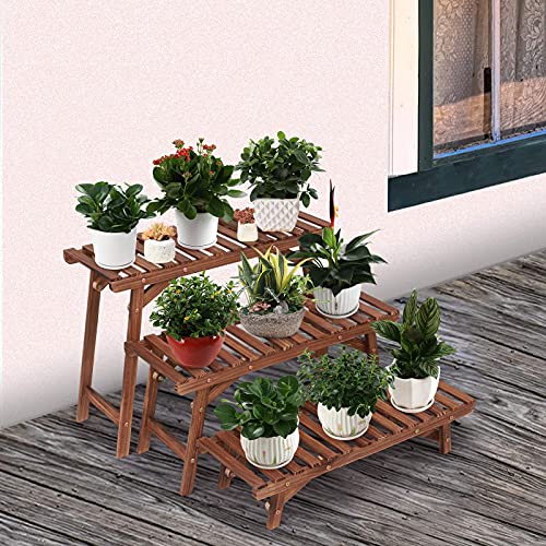 3 Tier Ladder Shelf Wood Plant Stand Q717