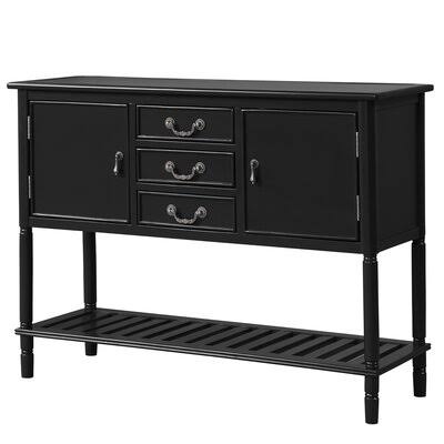 Black Console Table with 3 Drawers, Two Cabinets and 1 Shelf O8031