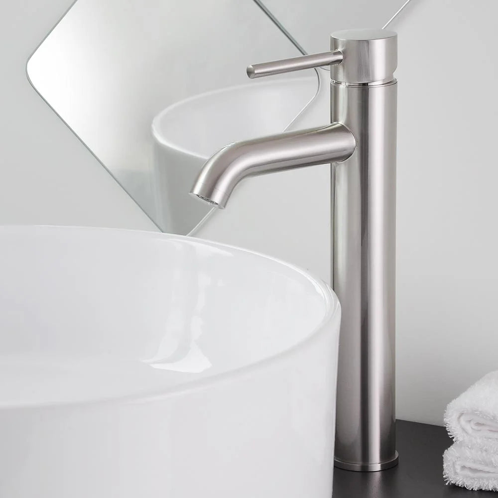 Single Handle Vessel Sink Faucet 14 inch Tall Brushed Nickel W9540