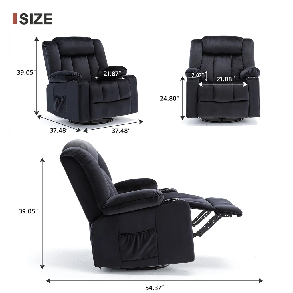 Black Heated Massage Recliner Chair L4338