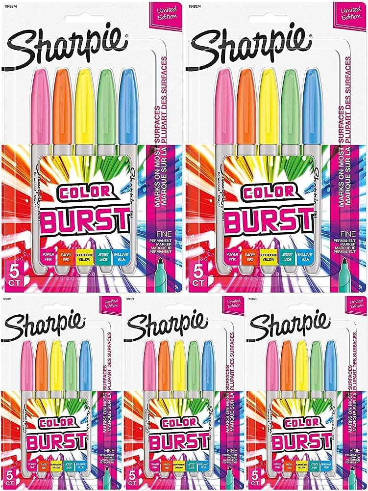Fine Point Assorted Permanent Markers, 5 Pack U512238