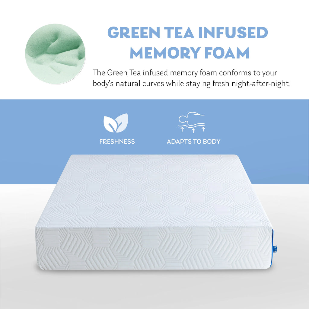 8 inch Green Tea Gel Infused Memory Foam Mattress, Twin M658