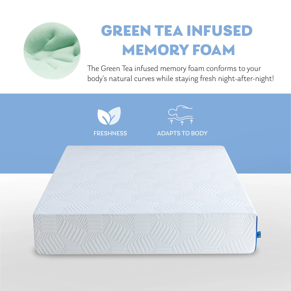 8 inch Green Tea Gel Infused Memory Foam Mattress, Twin M658