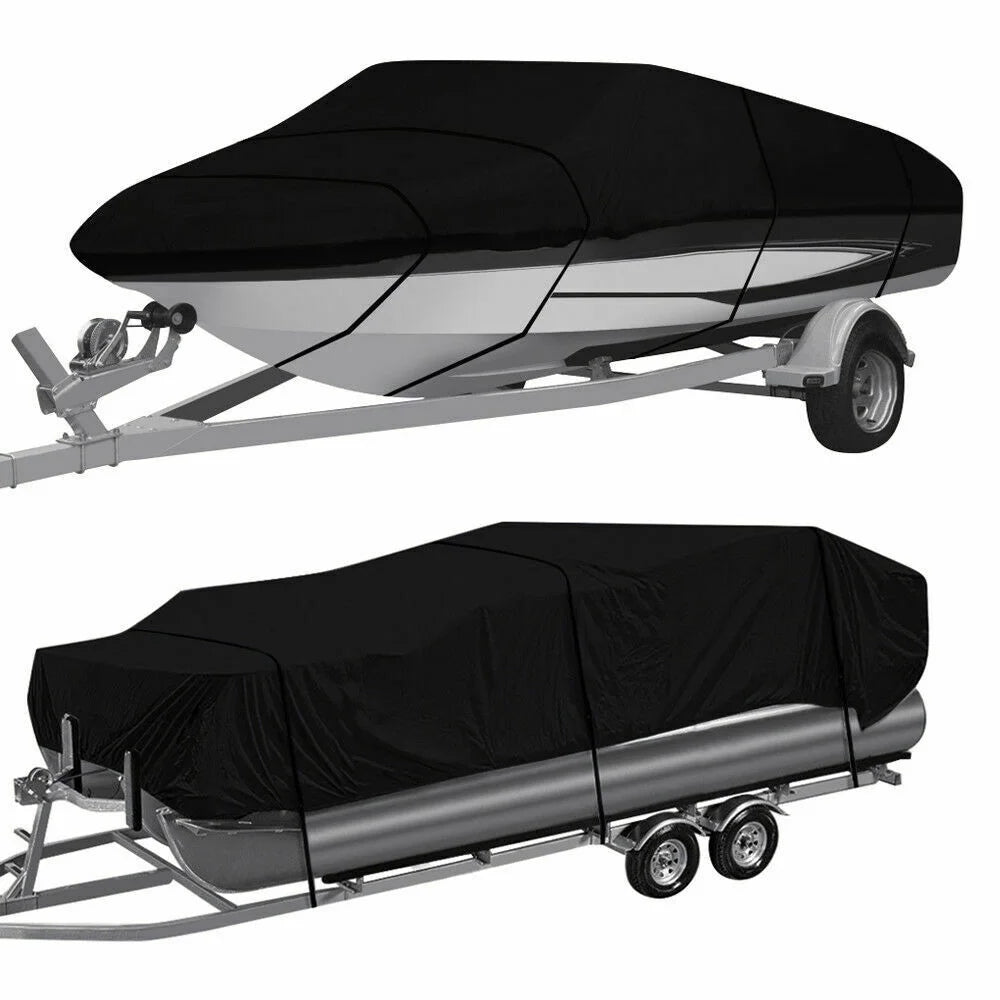 Blue And Black Pontoon Boat Cover M1063