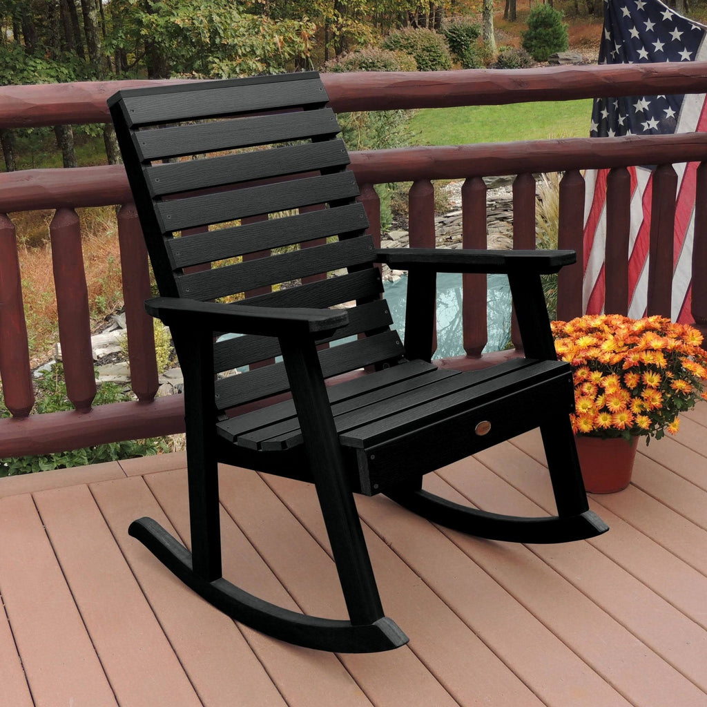 White Synthetic Wood Rocking Chair Q143