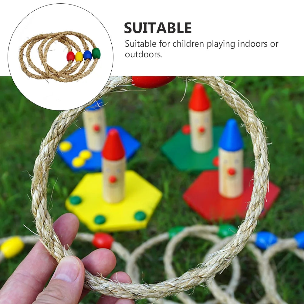 8 PCS Wooden Ring Toss Game Outdoor Toy N1239