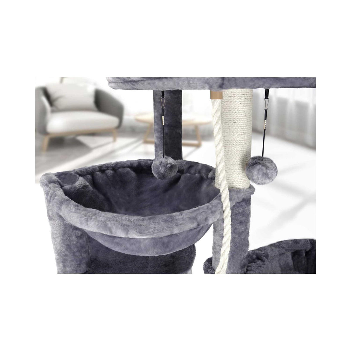 Three Layer Cat Tree with Cat Condo and Two Hammocks G95298