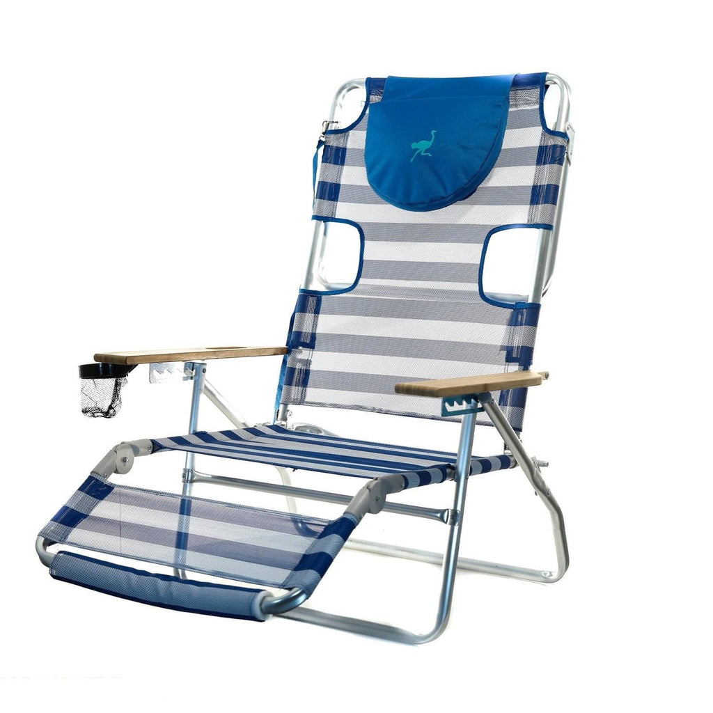 Blue Lightweight Outdoor Beach Lounge Chair with Footrest E99399