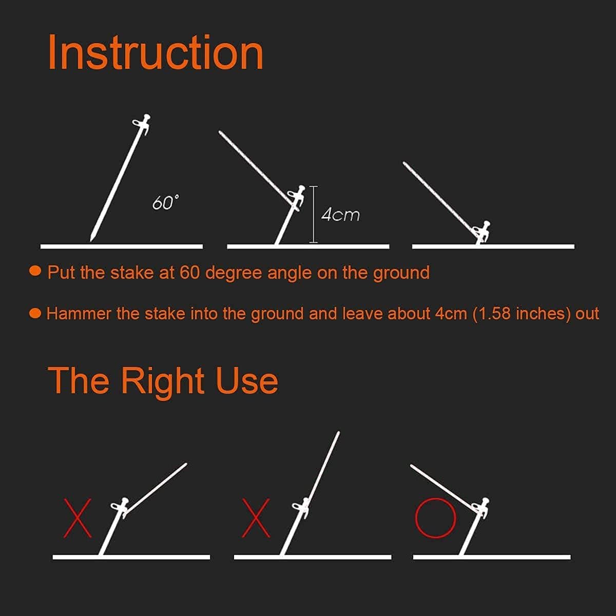 15.7 Inches 20 Pcs Heavy Duty Steel Tent Stakes T777