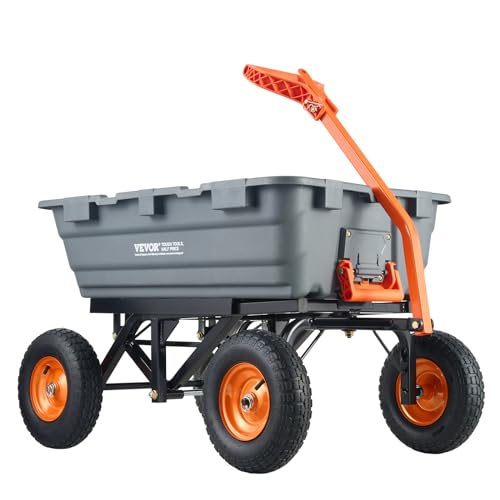 1200lbs 7Cu.Ft. Heavy Duty Poly Dump Cart with 13in All Terrain Wheels D5269