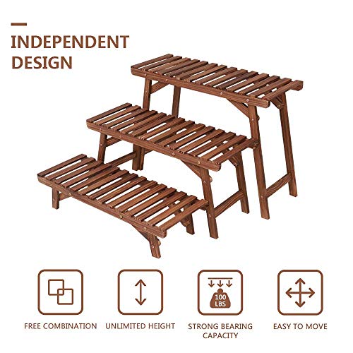 3 Tier Ladder Shelf Wood Plant Stand Q717