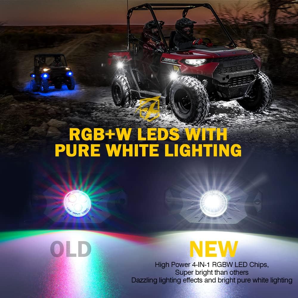 RGBW LED Rock Lights Kit with Bluetooth Remote, 10 Pods F860039