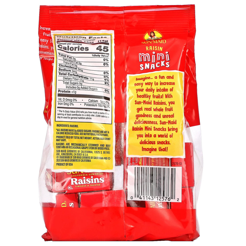 Raisin Mini Snacks 12 Boxes 0.5 oz Pack of 4 R1408