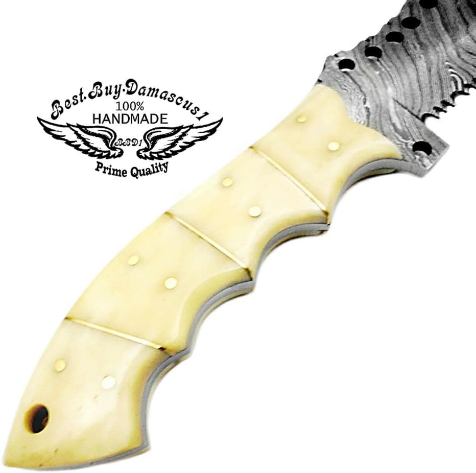 Camel Bone 9.5'' Fixed Blade Damascus Steel Hunting Knife G191