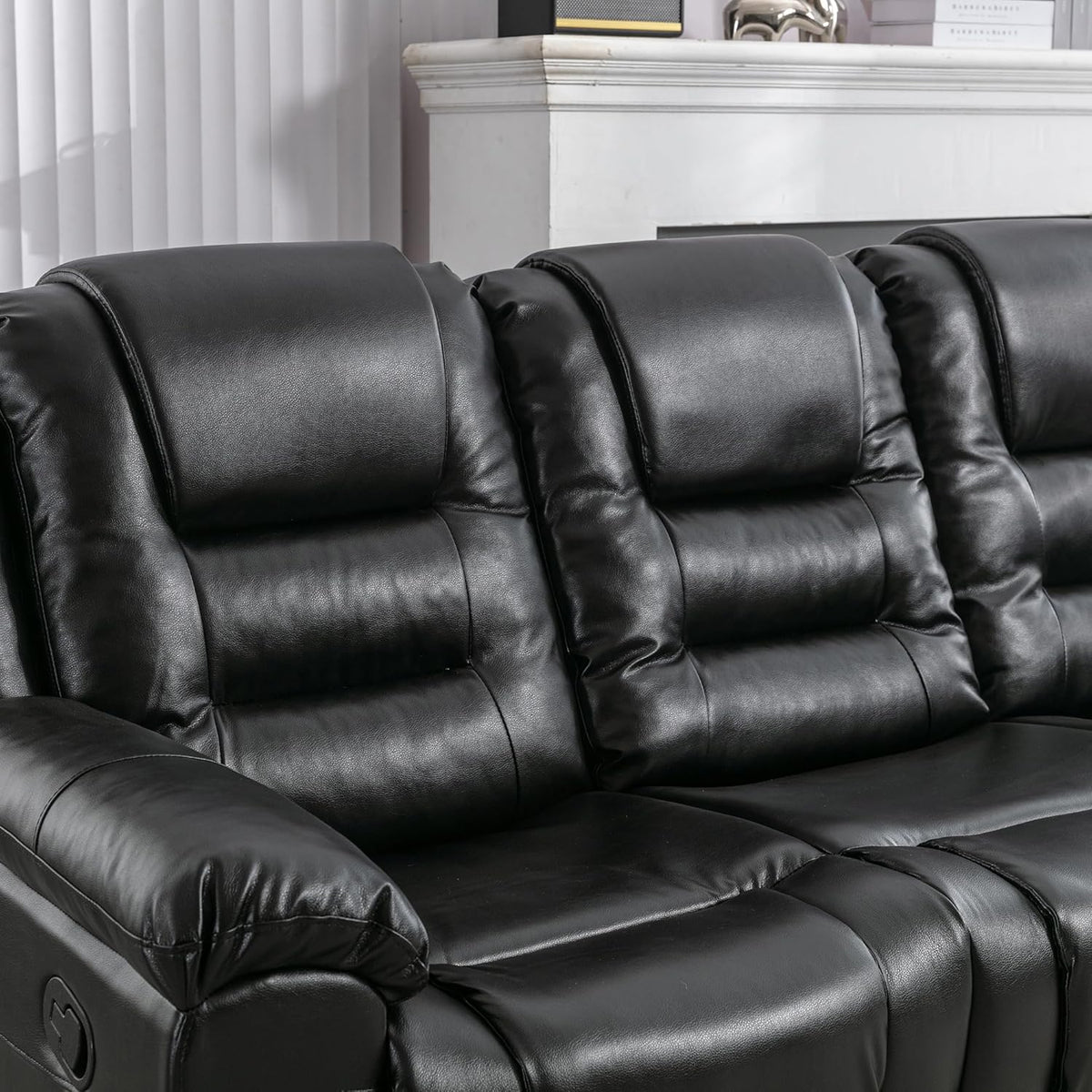 3 Seater Manual Reclining Leather Sofa with Center Console X851833