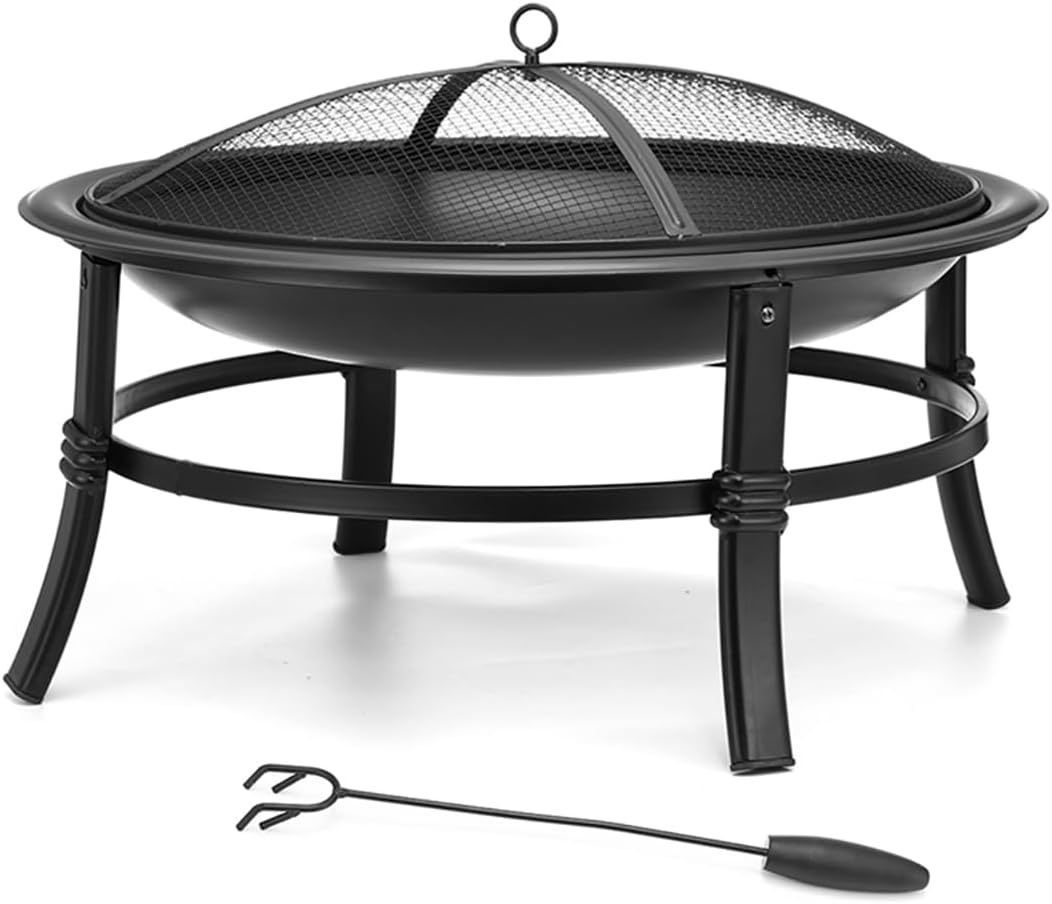 26 inch Wood Burning Fire Pit Bowl with Spark Screen Z6224