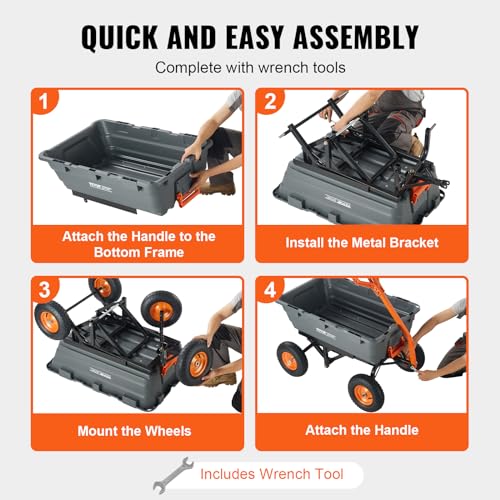 1200lbs 7Cu.Ft. Heavy Duty Poly Dump Cart with 13in All Terrain Wheels D5269