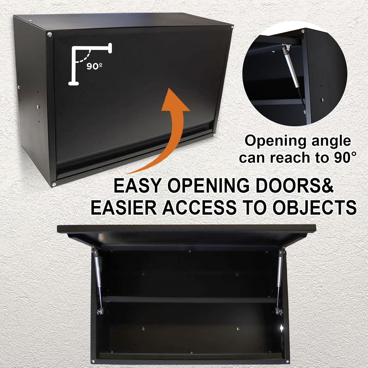 Black Wall Mount Metal Storage Cabinet with Adjustable Shelf W664371