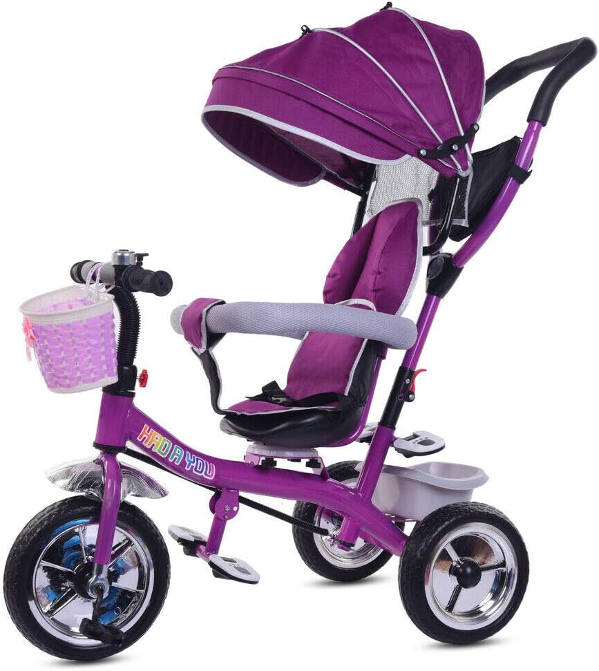 4 in 1 Pink Kids Tricycle with Canopy R73883