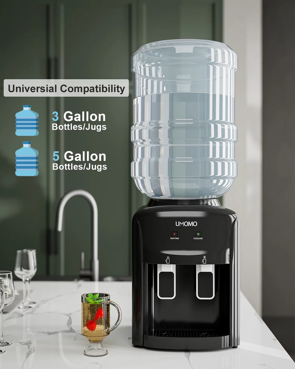 Black Top Loading Water Cooler Dispenser, Hot & Cold Water L9230