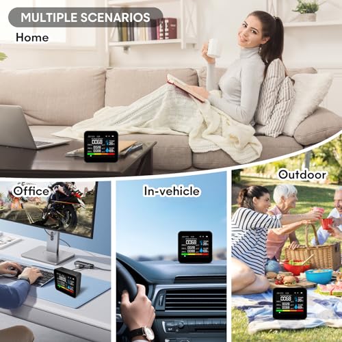 9-in-1 Indoor Air Quality Monitor Detects PM2.5 PM1.0 PM10 CO2 CO TVOC HCHO Temperature Humidity T23938
