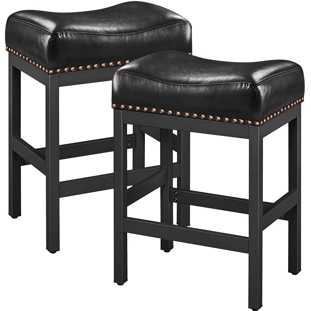 Set of 2 Black Faux Leather Bar Stools E52348