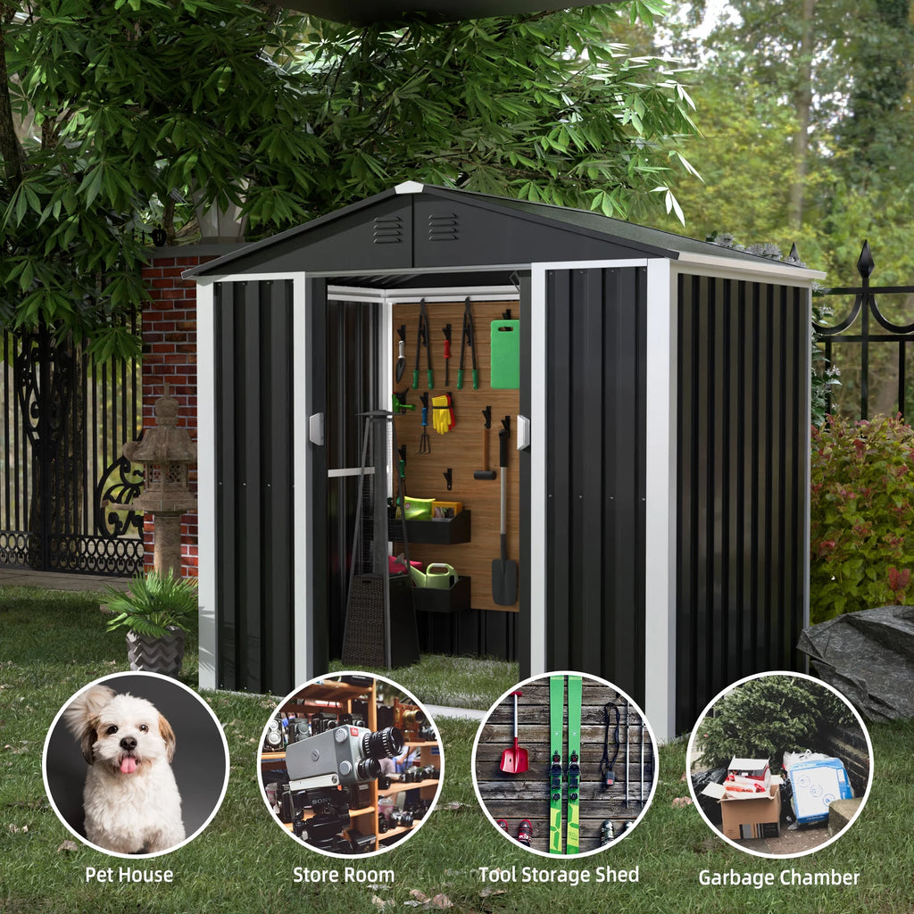 Metal Outdoor Storage Shed with Sliding Door Q494