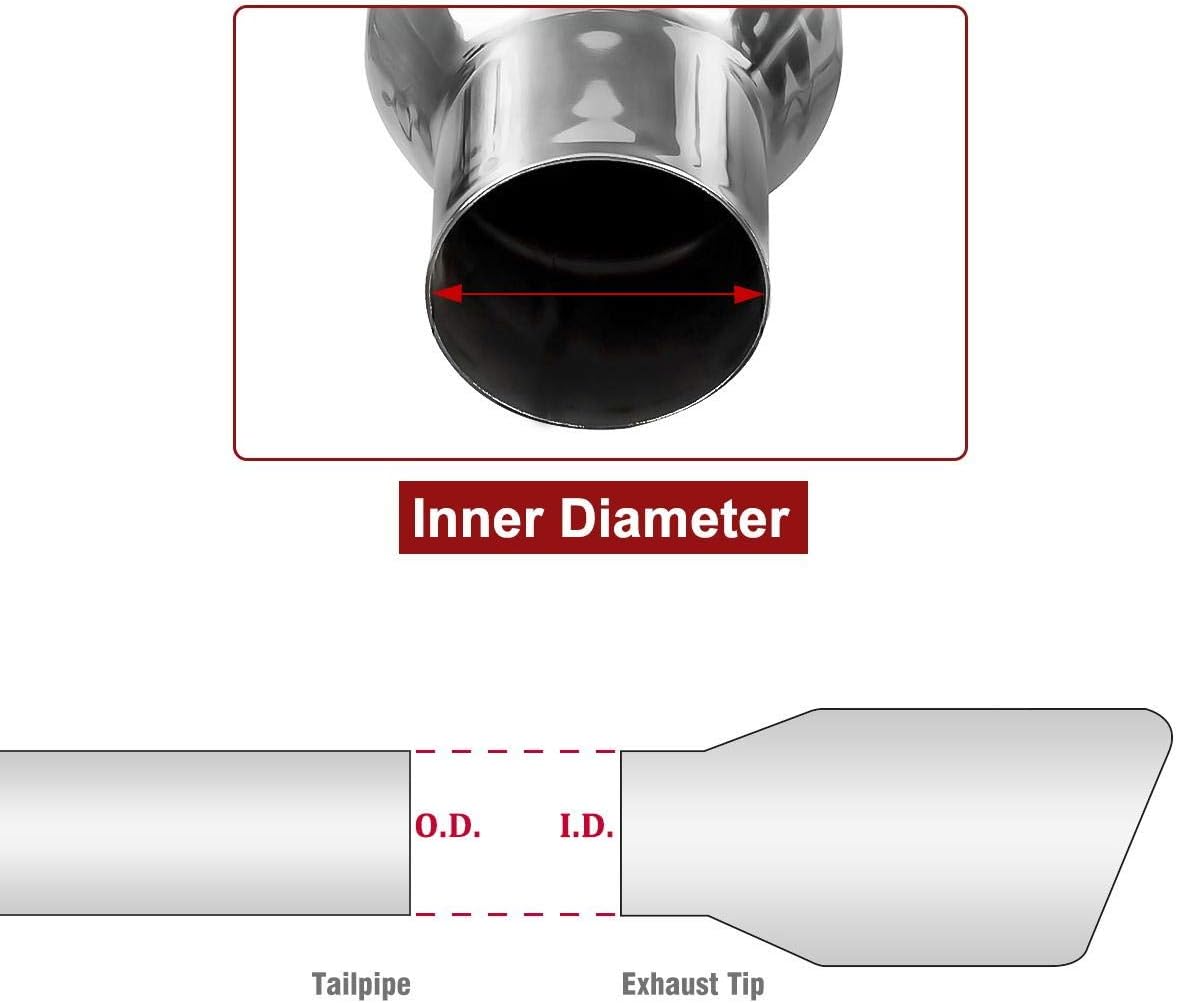 Blue Burnt Exhaust Tip 2.5" Inlet 4" Outlet 9" Long Single Wall Slant Cut 304 Stainless Steel Pack of 2 A9966