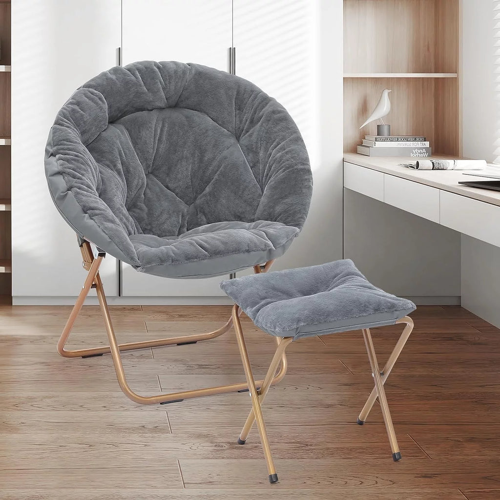 Oversized Foldable Saucer Chair with Ottoman T879